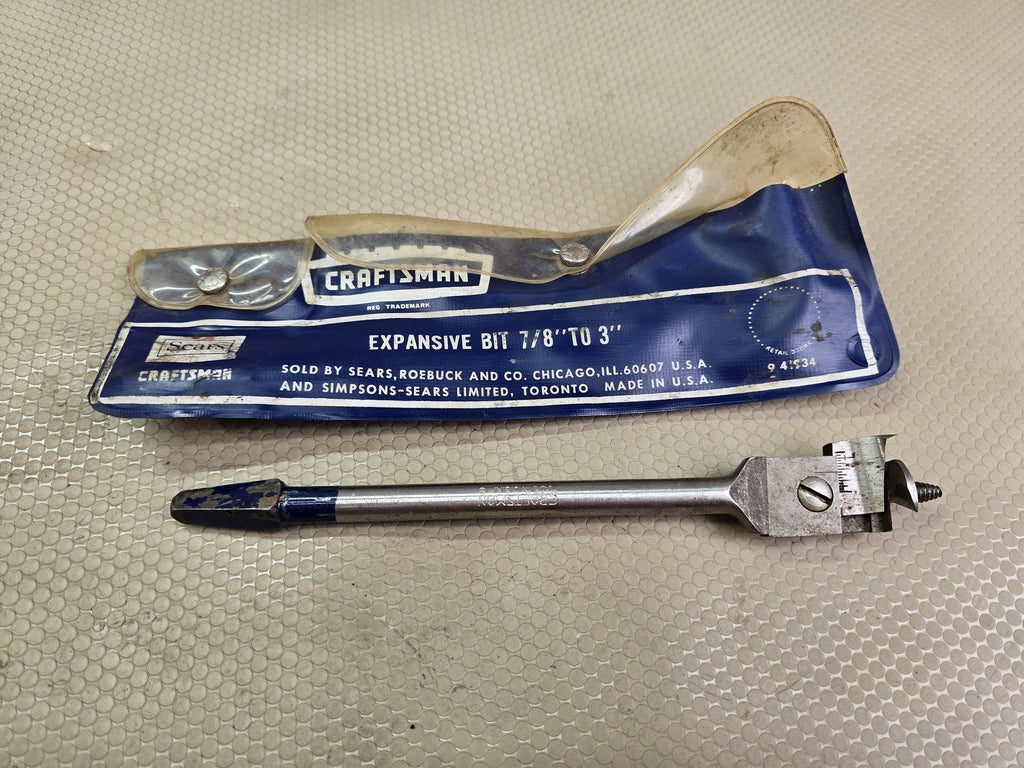 Vintage Craftsman 9 4234 Expansive Bit Adjustable Wood Boring 7/8" to 3" USA