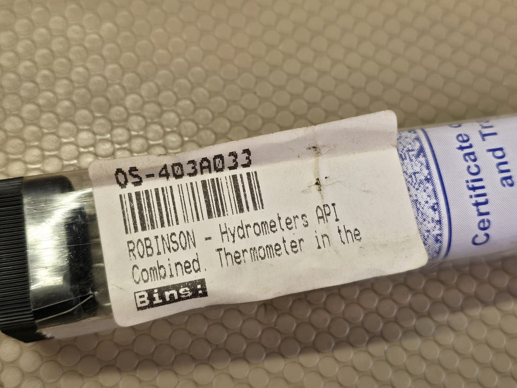 Robinson 403A033 Combined Thermohydrometer 10-30 API 0-150F 15" for Centrifuge