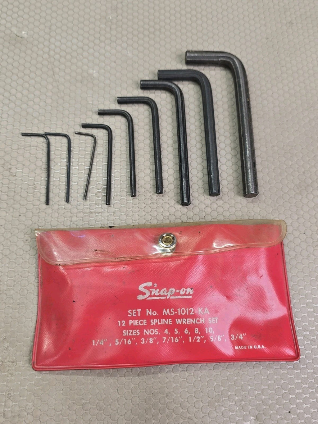 Snap-on MS-1012-KA 9-Pc Incomplete Spline HEX-Key Wrench Set USA Aviation Rare