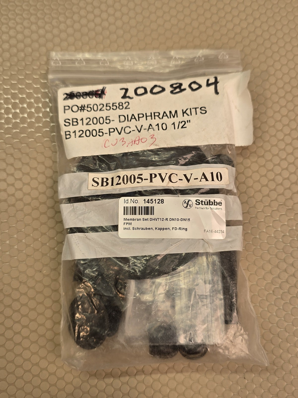 Stübbe 145128 SB12005-PVC-V-A10 Diaphragm Repair Kit FPM Viton DHV712-R DN10 DN1