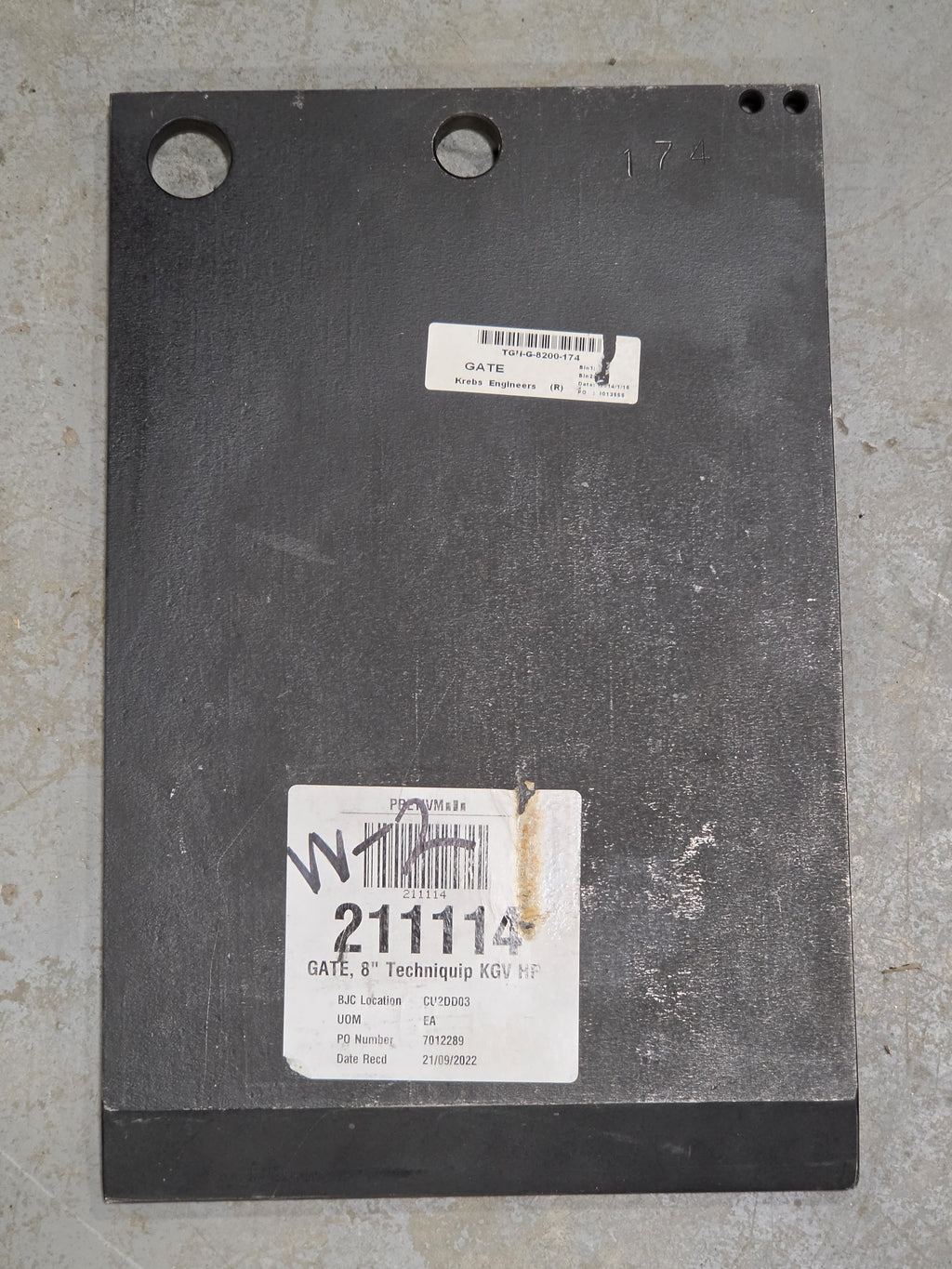 Krebs Engineers TGH-G-8200-174 8" Knife Gate Valve Replacement Gate 17-4 PH SS