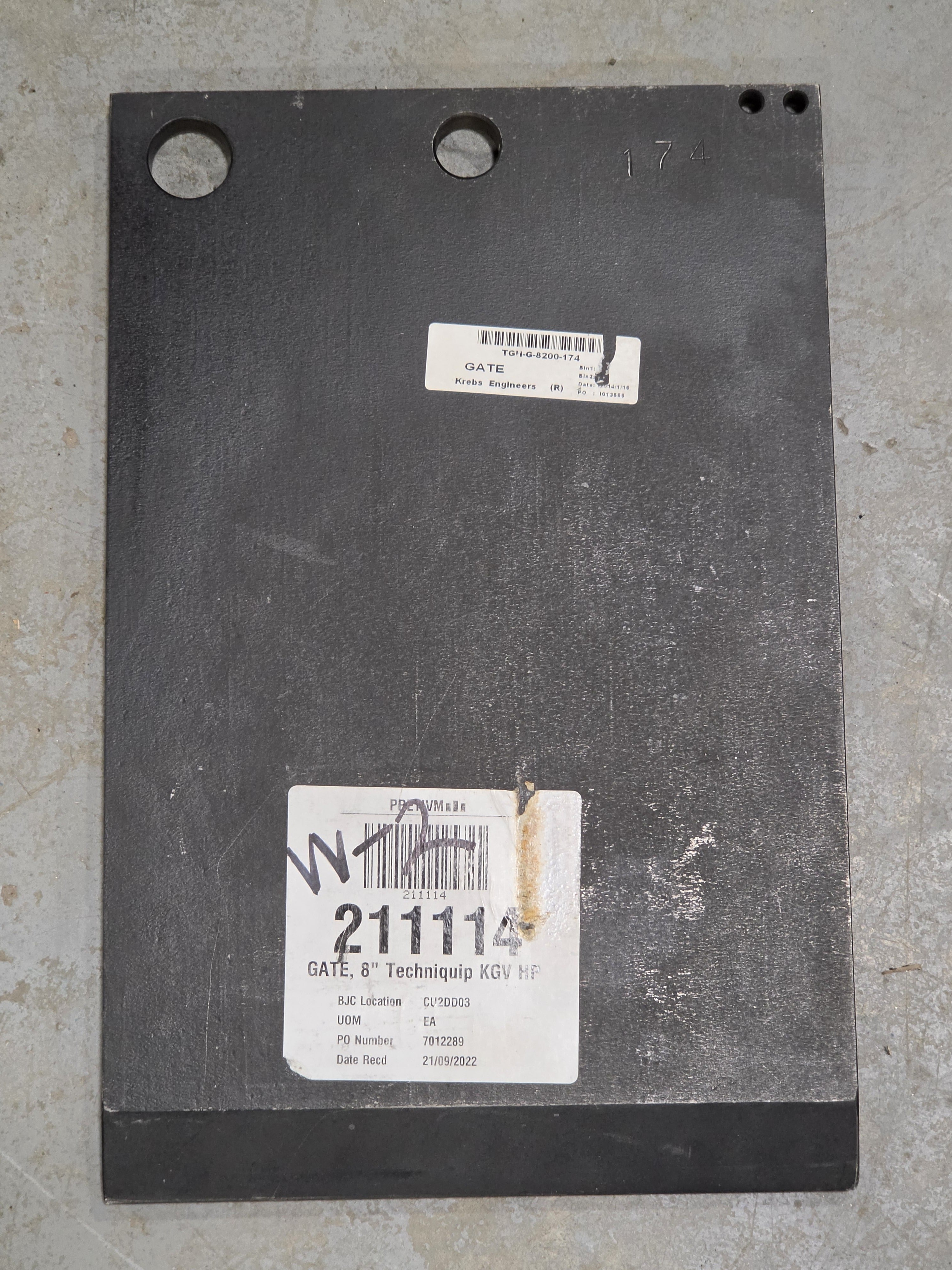Krebs Engineers TGH-G-8200-174 8" Knife Gate Valve Replacement Gate 17-4 PH SS