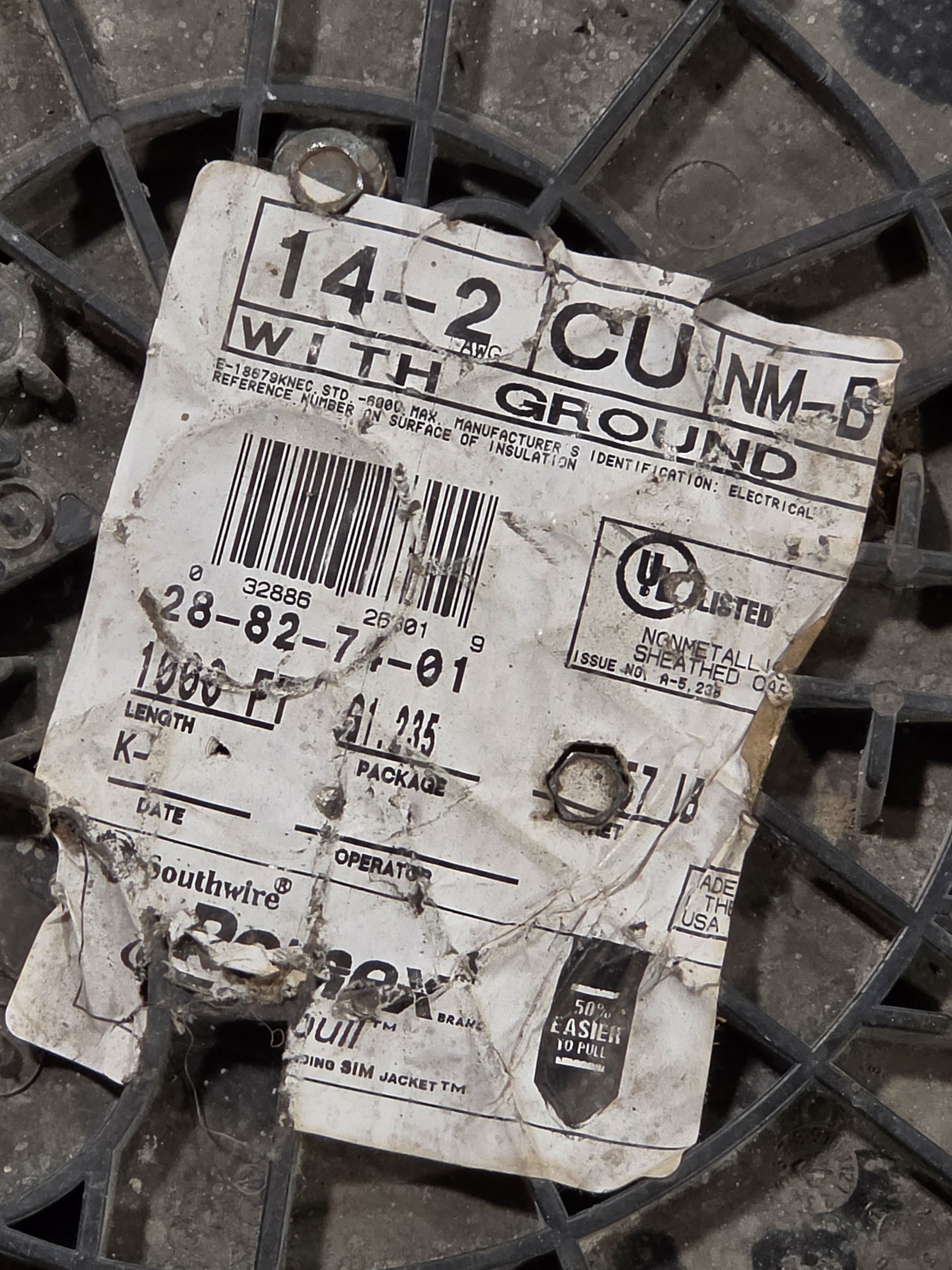 Southwire Romex SIMpull 28-82-74-01 14/2 NM-B w/ Ground 1000ft Wire Spool