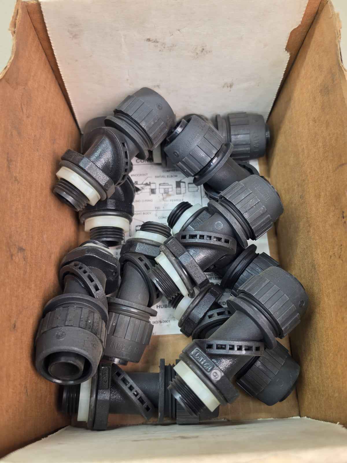 Hubbell PS0509NBK 1/2" SwivelLok Liquidtight Connector Black *Lot of 11*