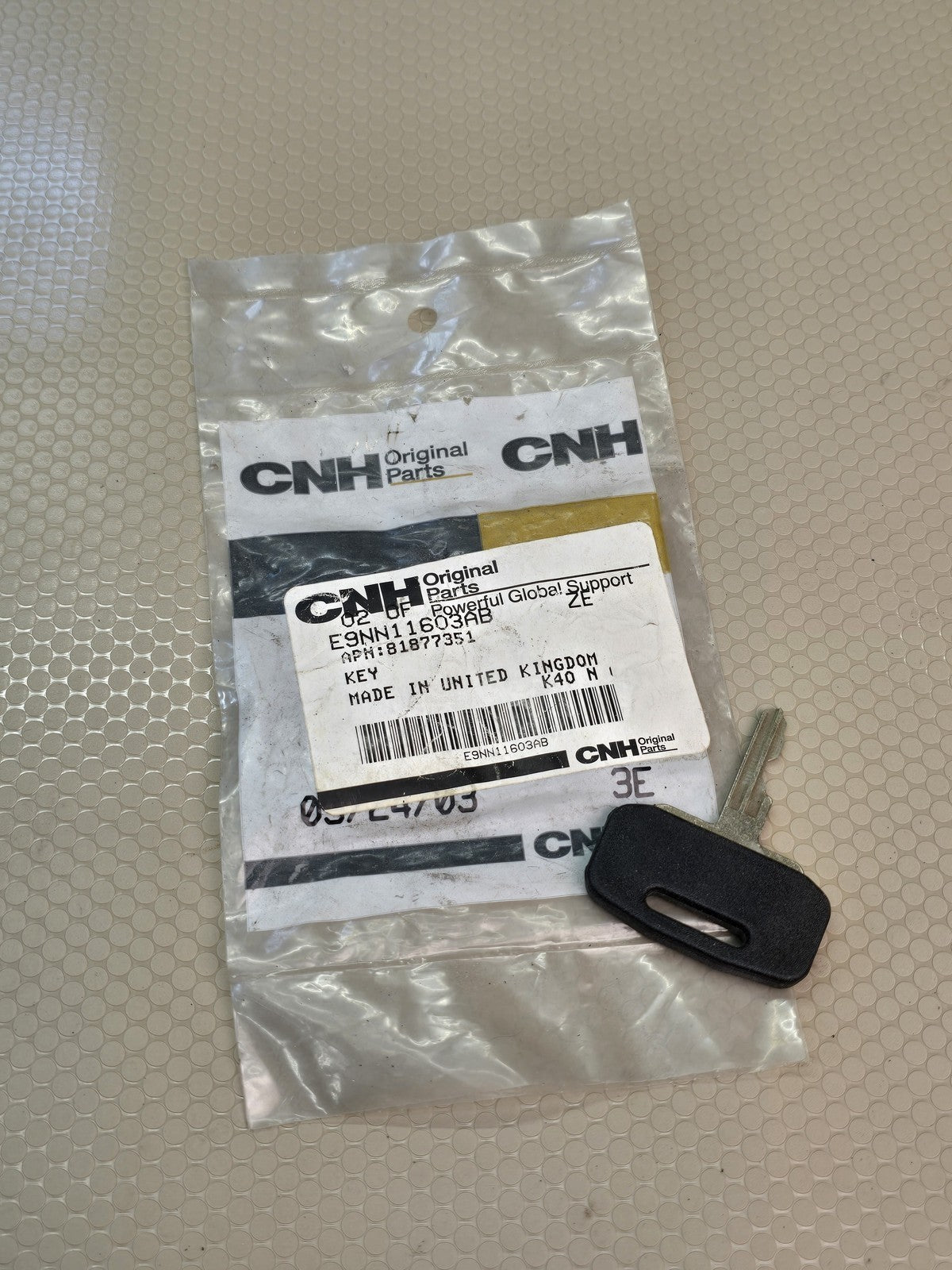 CNH New Holland E9NN11603AB Original Ignition Key for Heavy Equipment