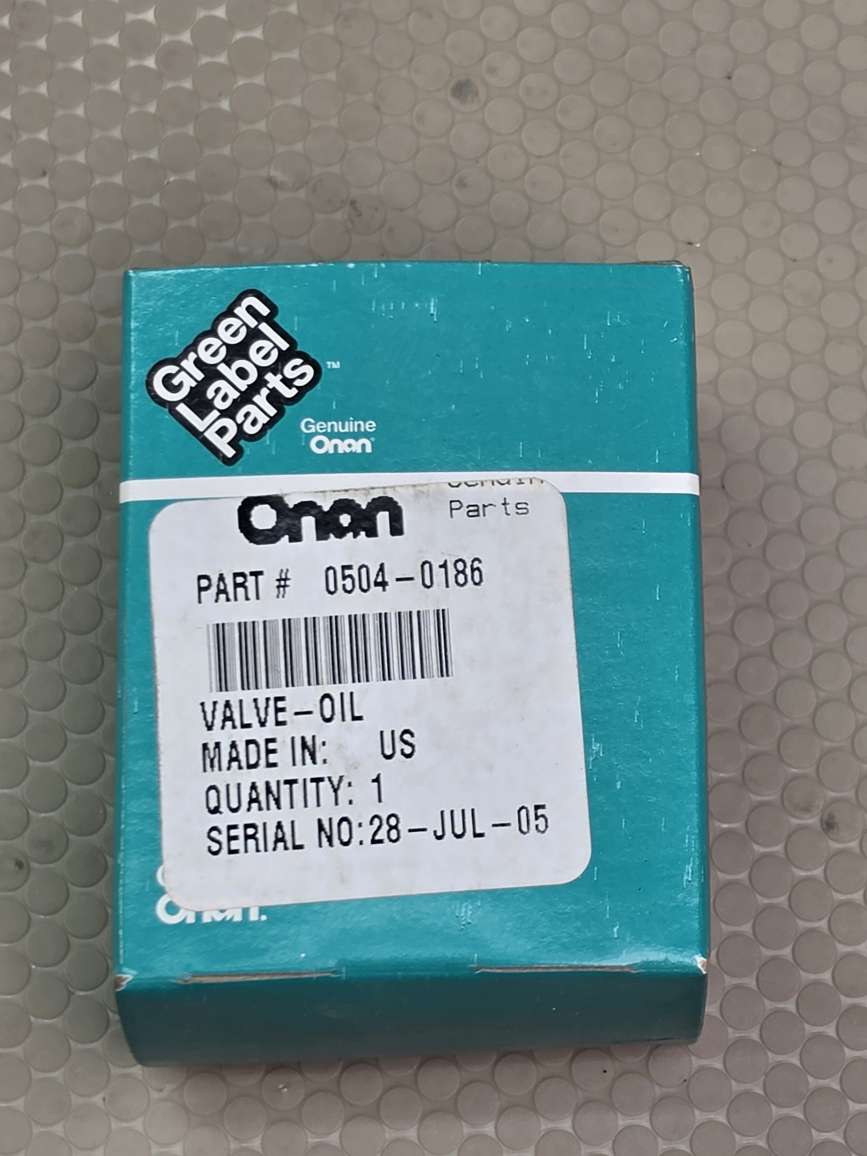 Onan 0504-0186 Oil Drain Valve Genuine Green Label Generator Part