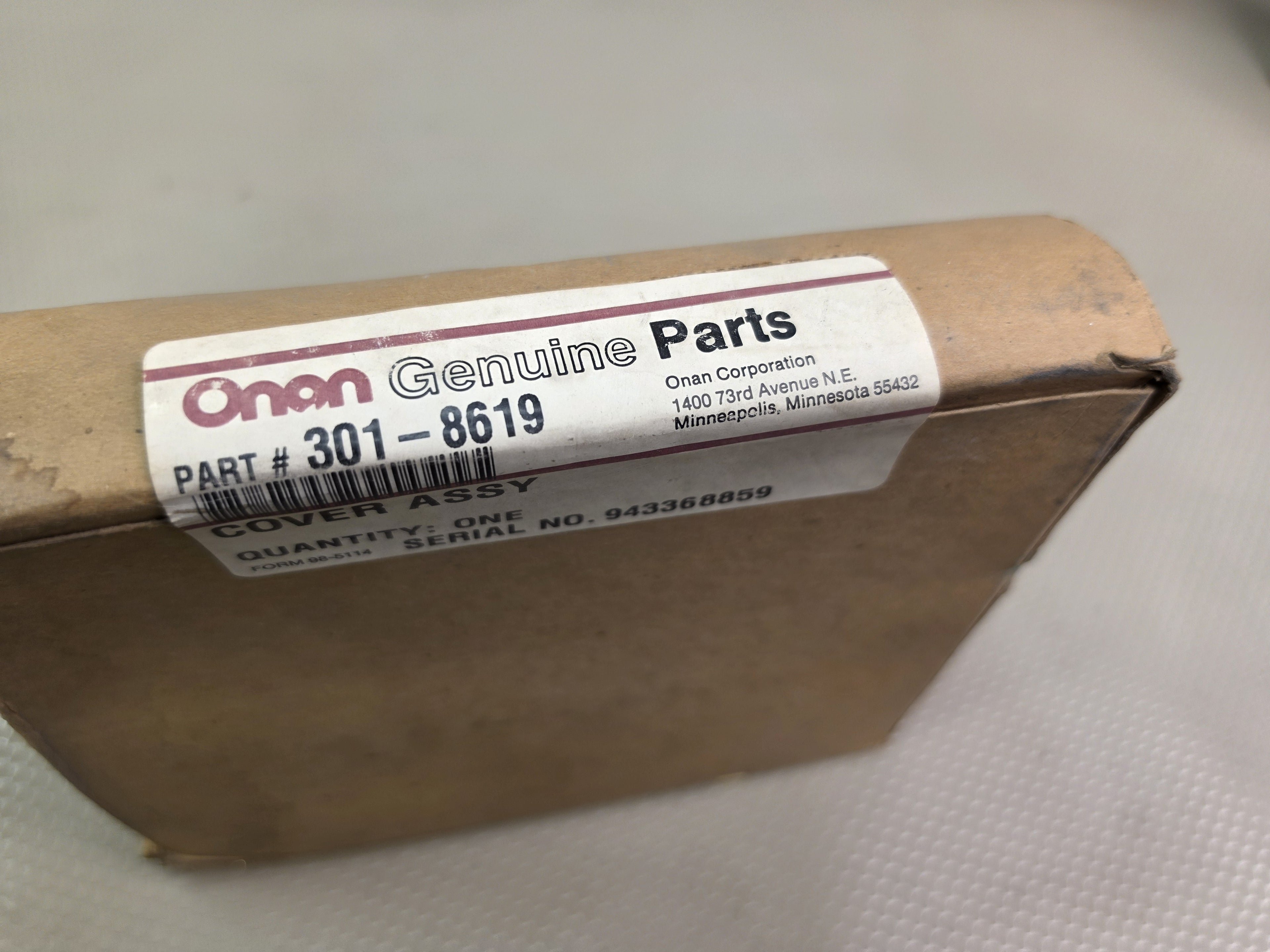 Onan 301-8619 Generator Control Box Cover Assembly NOS Genuine Part