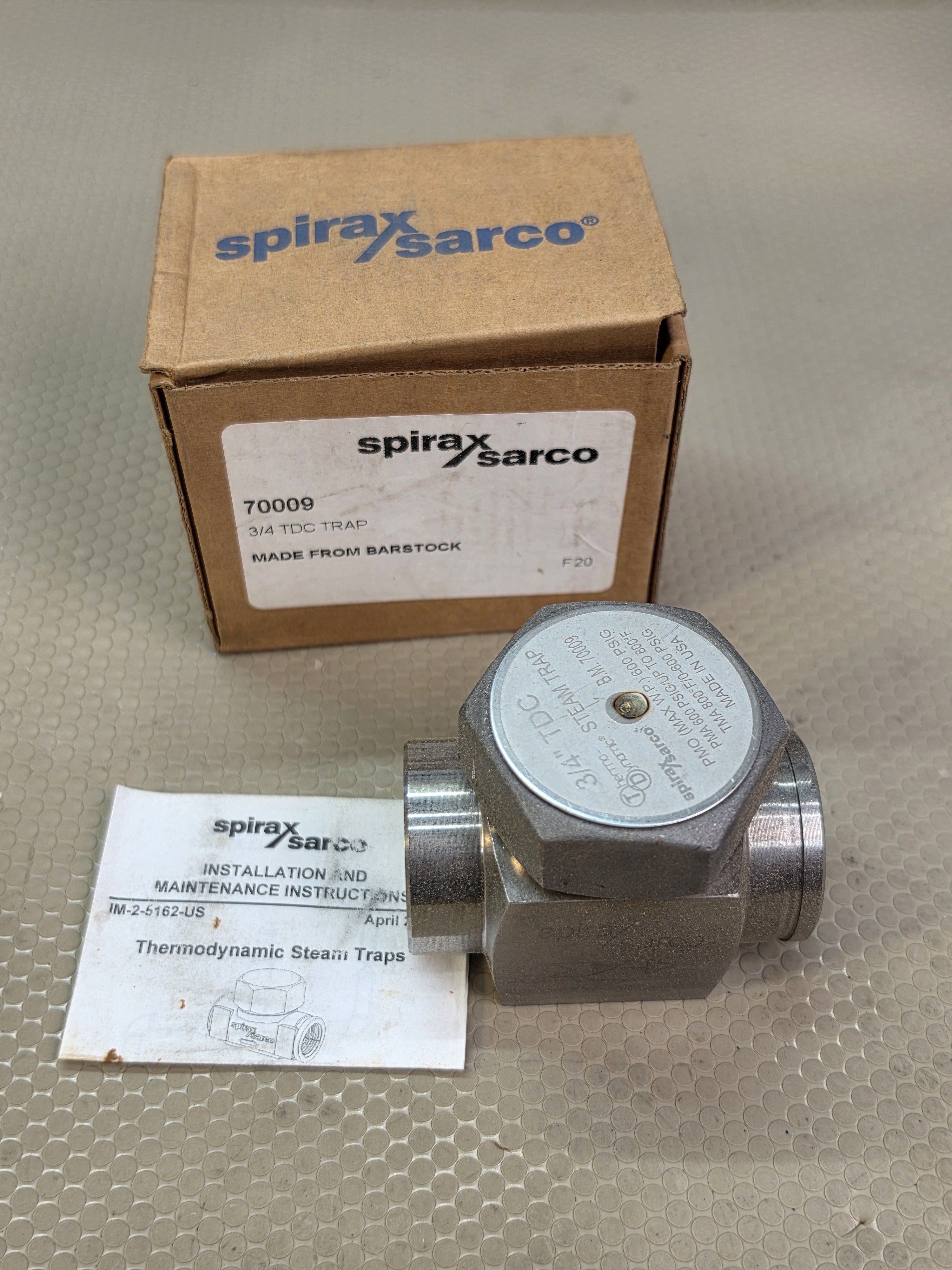 Spirax Sarco 70009 Thermodynamic Steam Trap 3/4" TDC 600 PSIG NEW