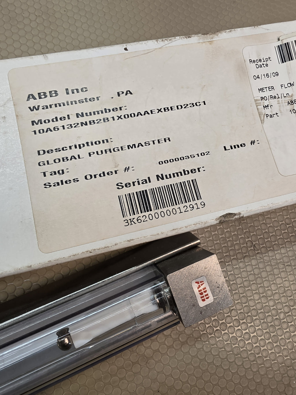ABB 10A6132NB2B1X00AAEXBED23C1 Global Purgemaster Rotameter Flow Meter - NEW