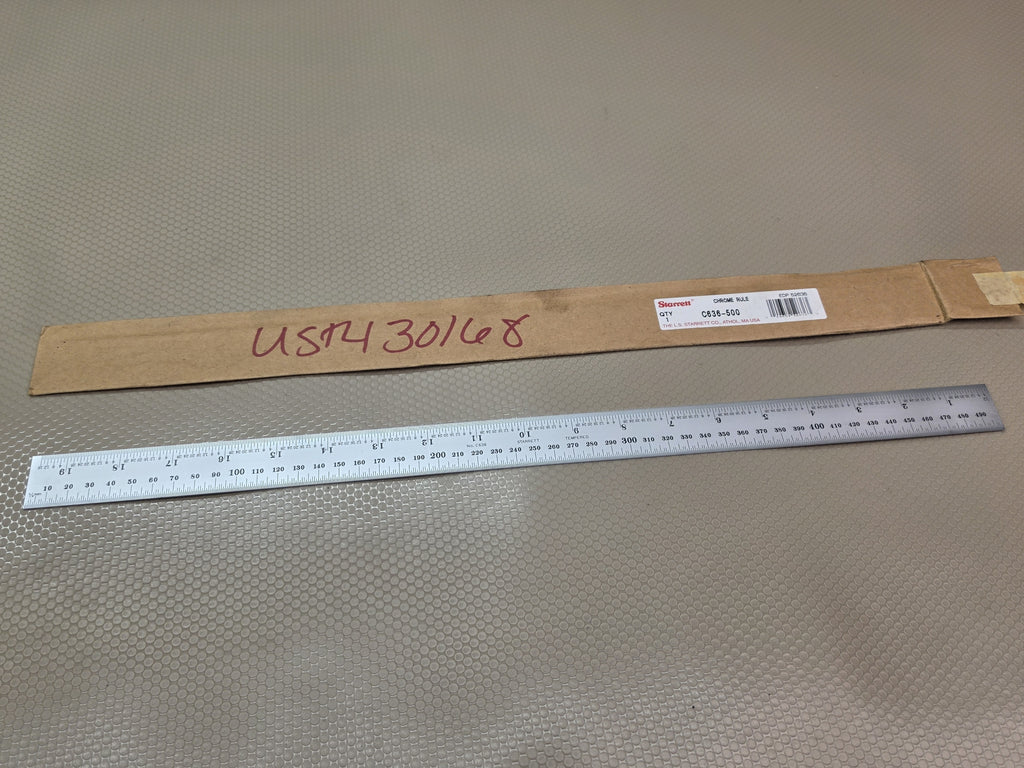 Starrett C636-500 Spring-Tempered Chrome Steel Rule 500mm EDP 52636 - NEW