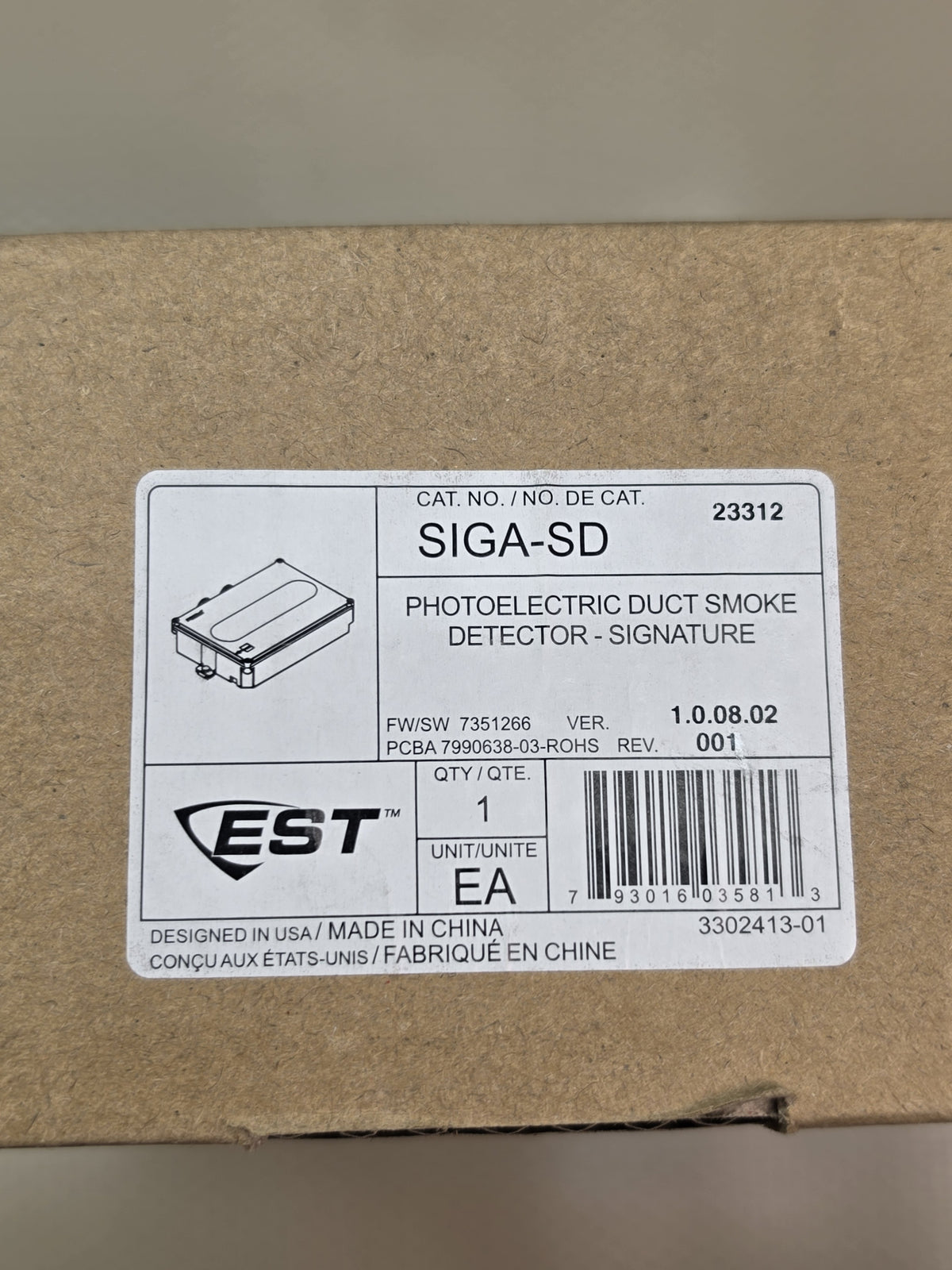 EST SIGA-SD 23312 Photoelectric Duct Smoke Detector Signature