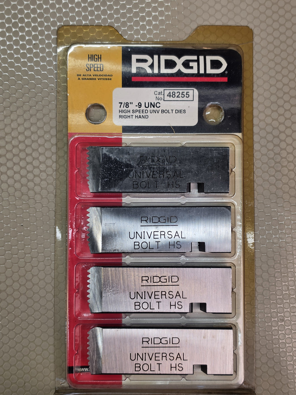 RIDGID 48255 7/8"-9 UNC RH High Speed Universal Bolt Dies - New