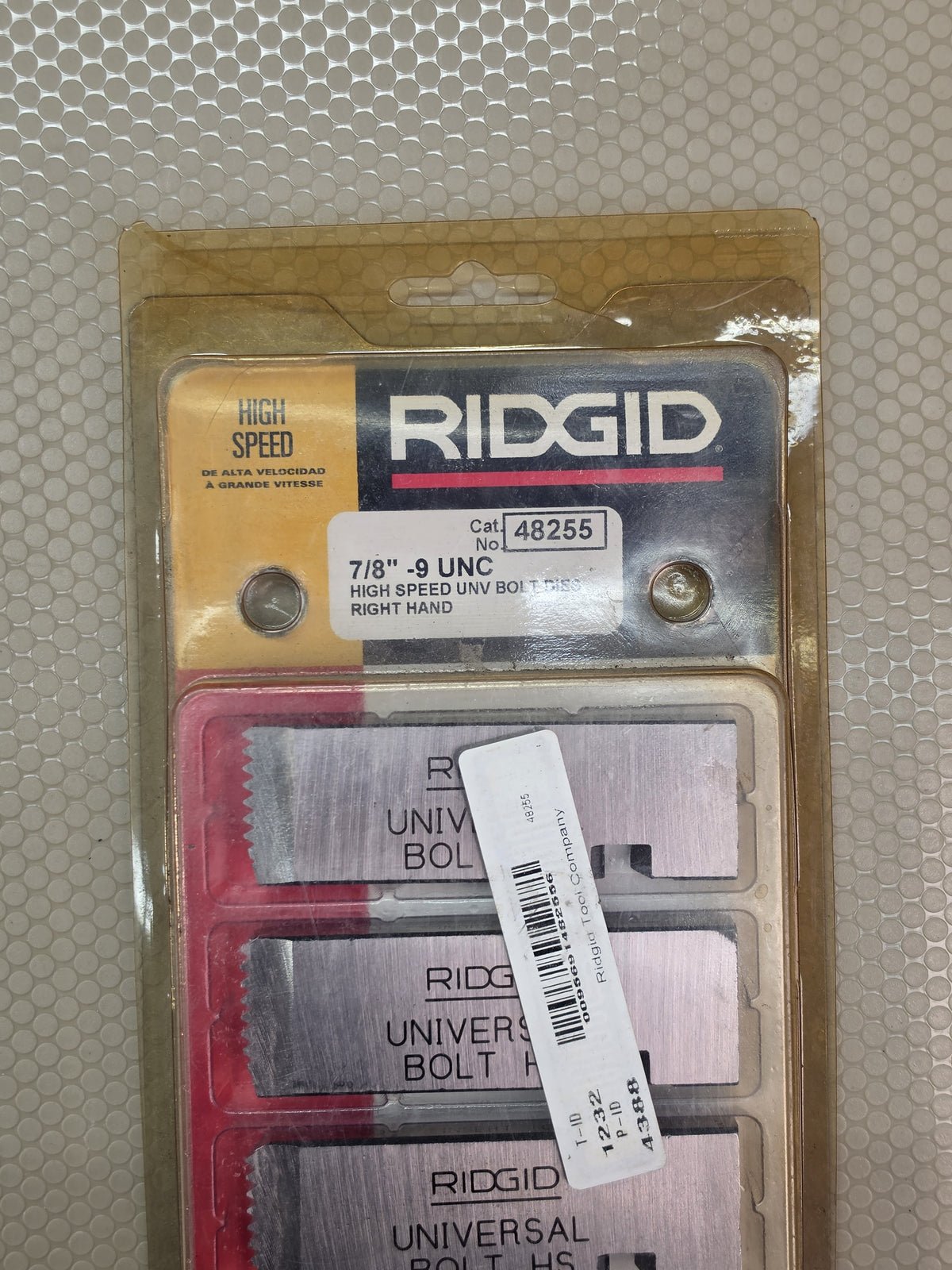 RIDGID 48255 7/8"-9 UNC RH High Speed Universal Bolt Dies - New