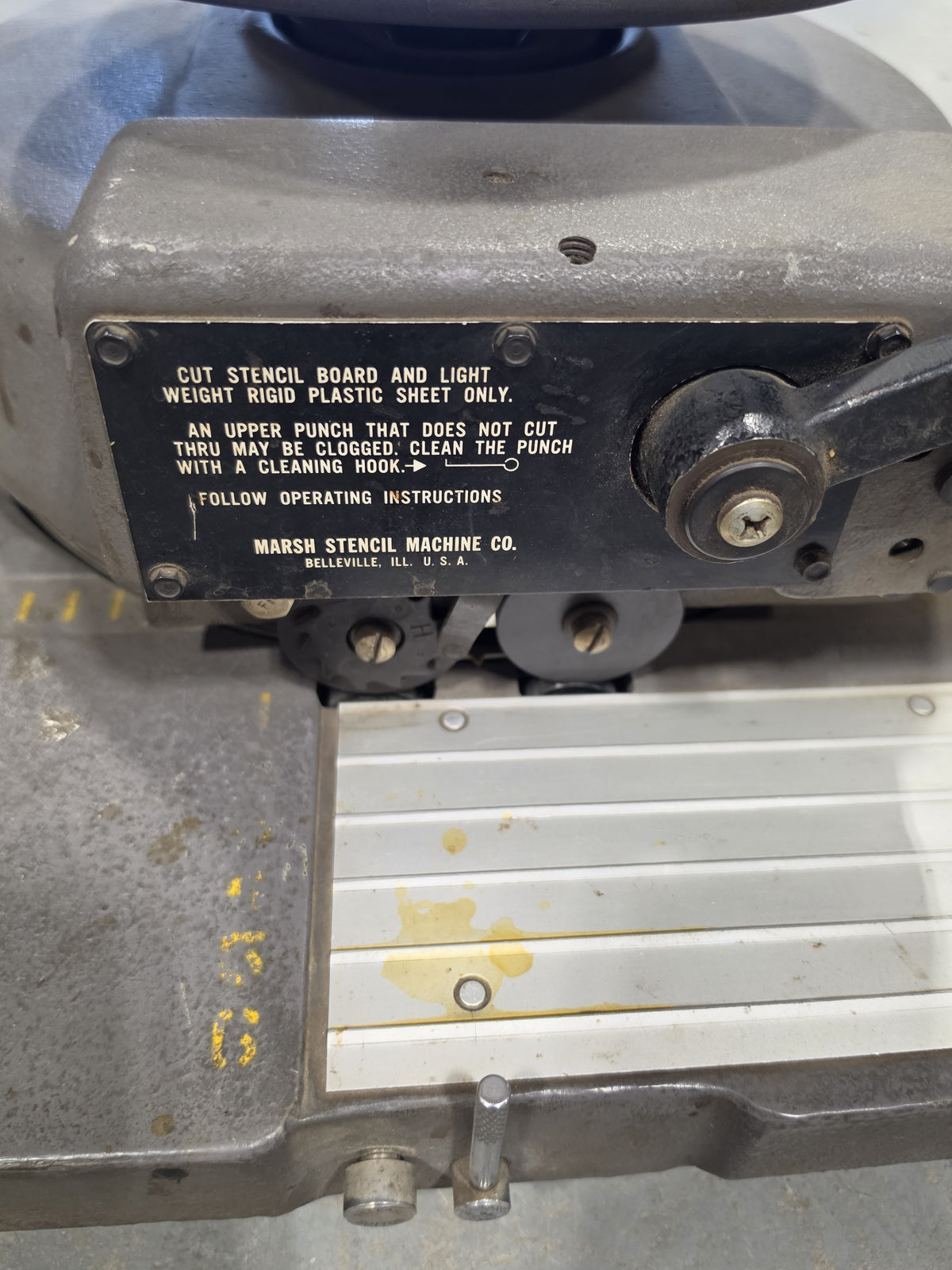 Marsh Model H 1/2" 13mm Manual Stencil Cutting Machine Vintage Industrial 24848