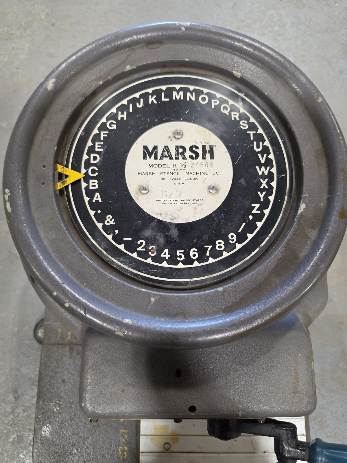 Marsh Model H 1/2" 13mm Manual Stencil Cutting Machine Vintage Industrial 24848