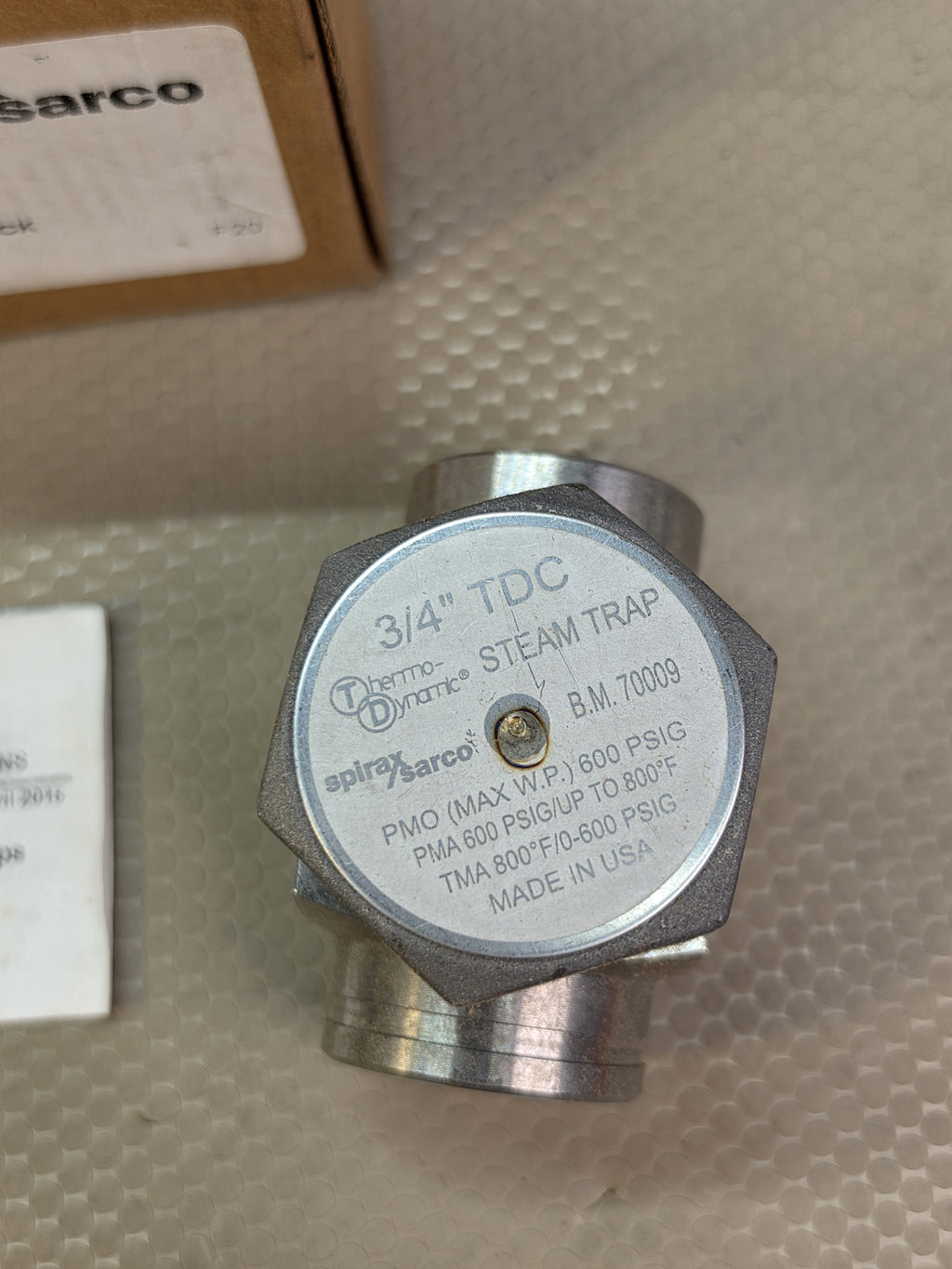 Spirax Sarco 70009 Thermodynamic Steam Trap 3/4" TDC 600 PSIG NEW