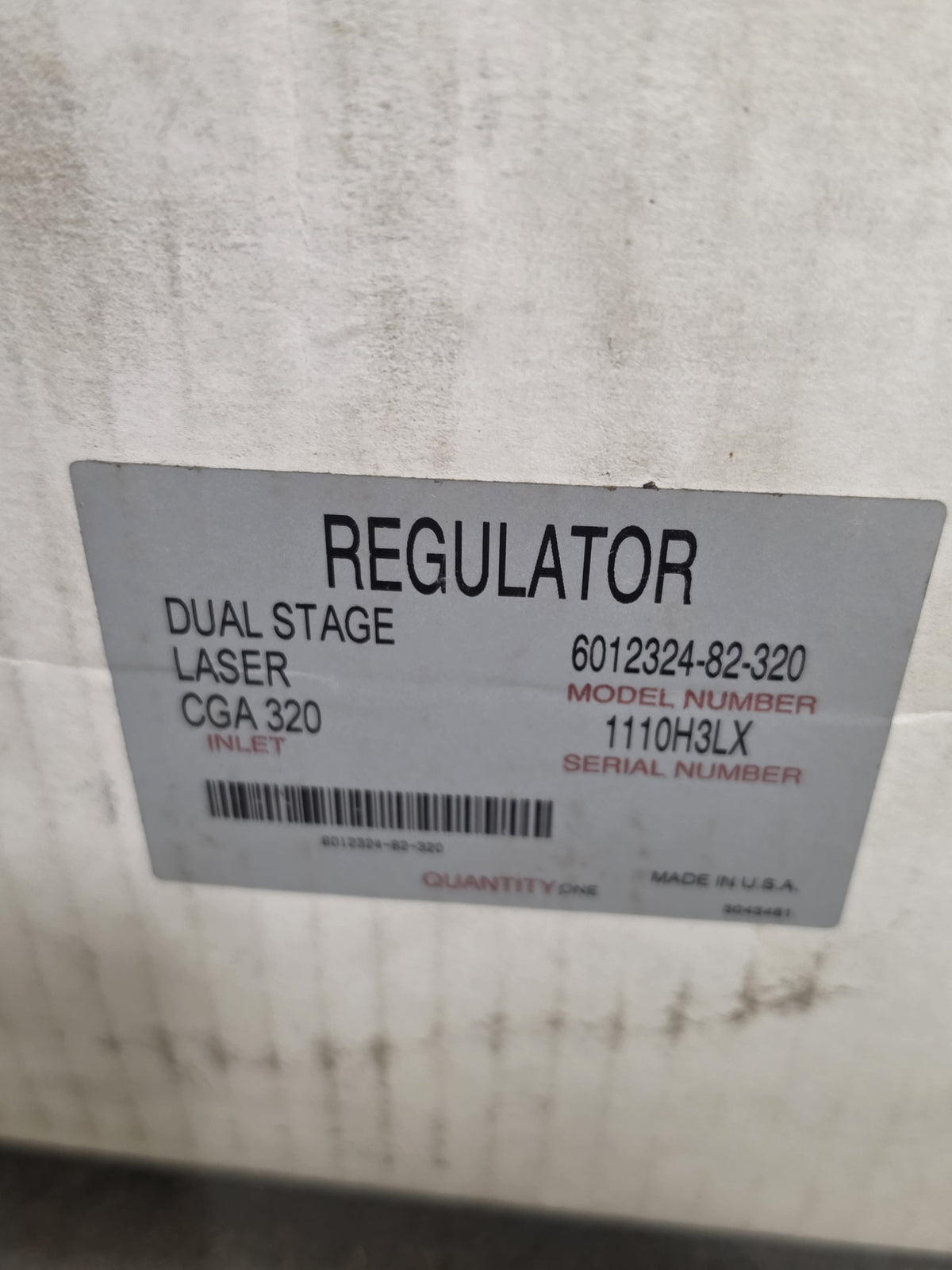 Concoa 6012324-82-320 Praxair LaserStar Dual Stage CO2 Laser Regulator CGA 320