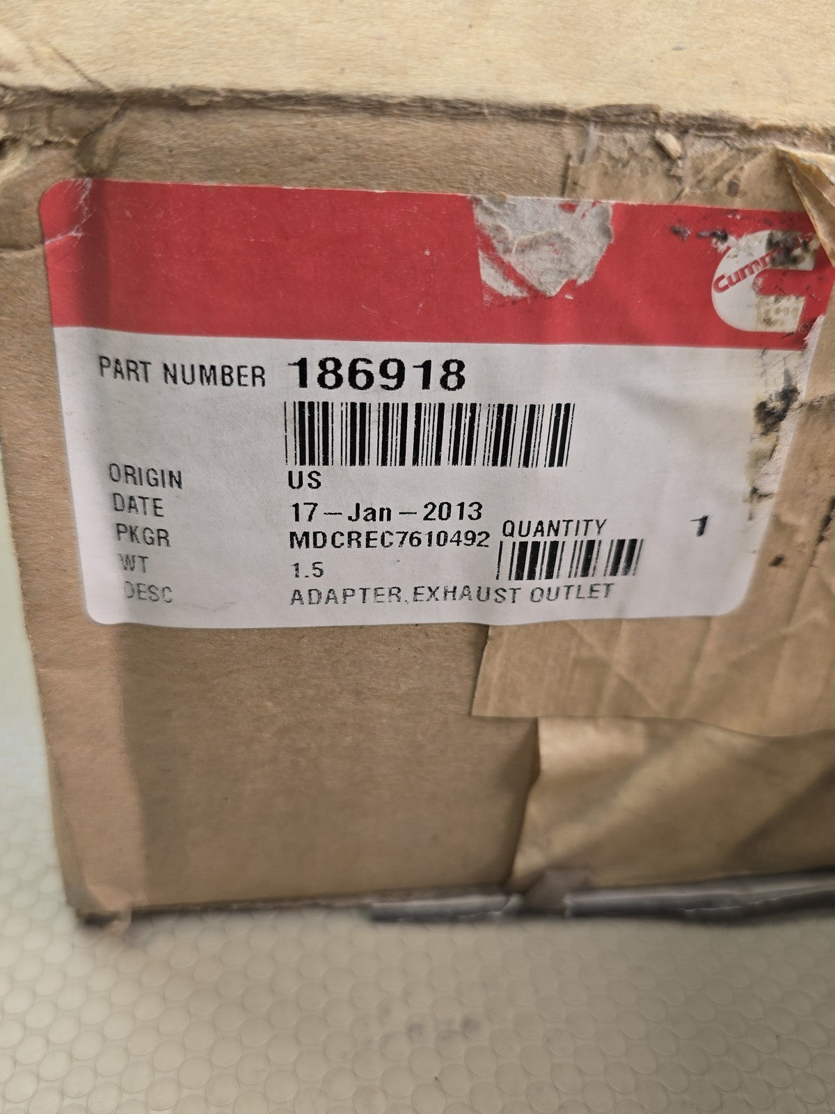 Cummins 186918 Exhaust Outlet Adapter New Old Stock