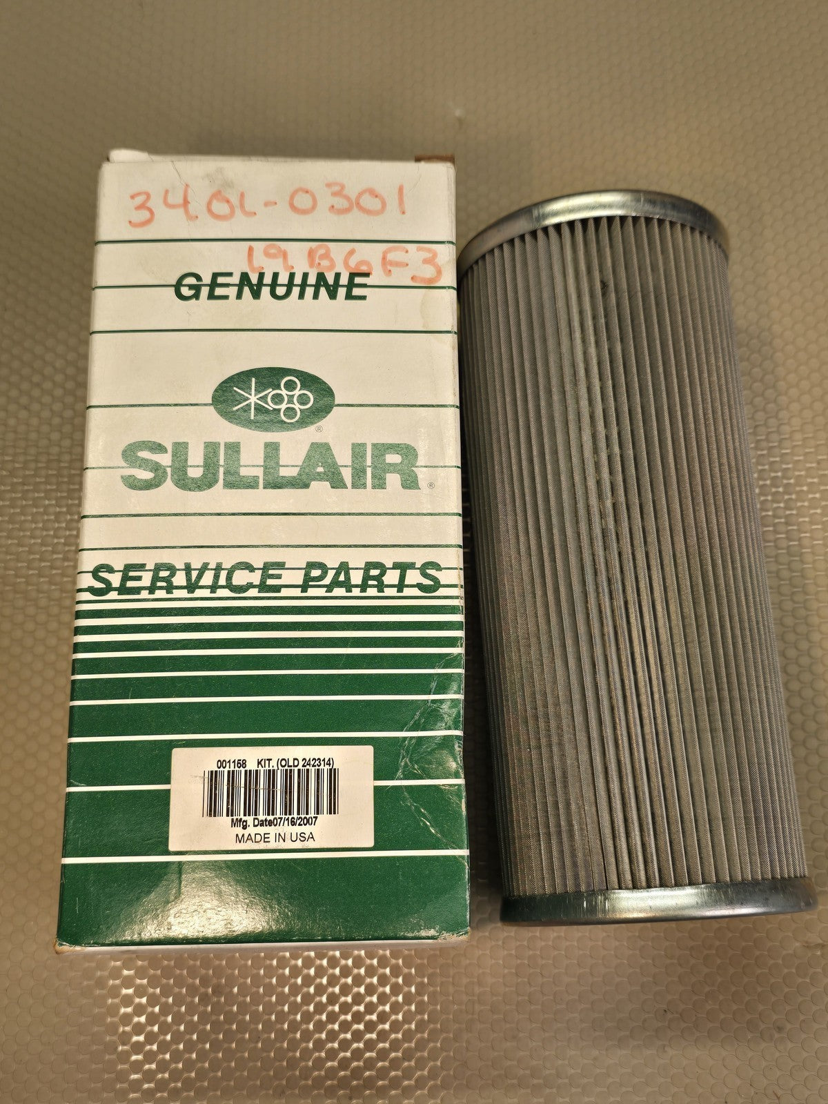 Sullair 001158 Oil Filter Element Kit (Replaces 242314) Genuine Service Part