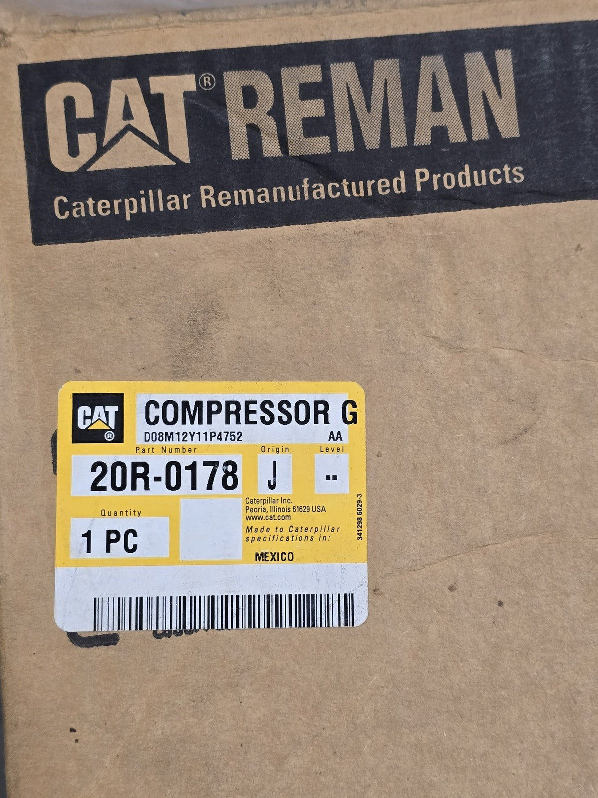 Caterpillar 20R-0178 Reman Air Compressor Bendix BA-921 K048943 OEM CAT GENUINE