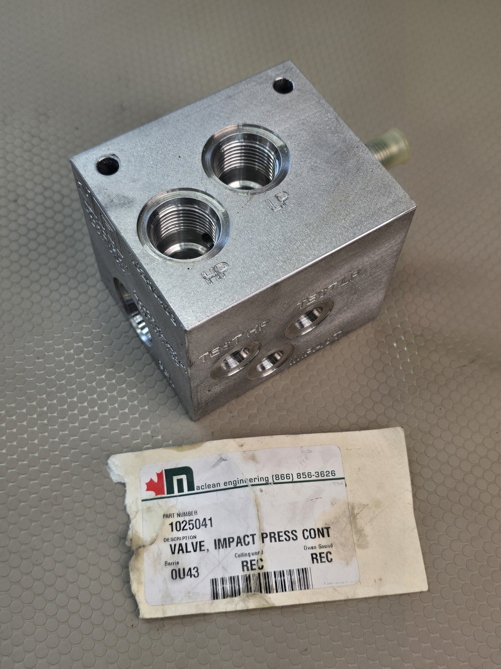 Maclean Mining1025041 Impact Press Control Valve SUN Hydraulic Manifold Block NE