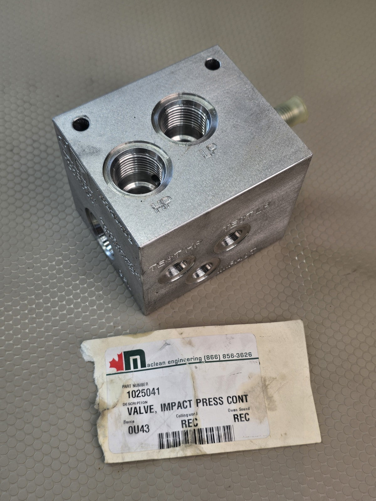 Maclean Mining1025041 Impact Press Control Valve SUN Hydraulic Manifold Block NE