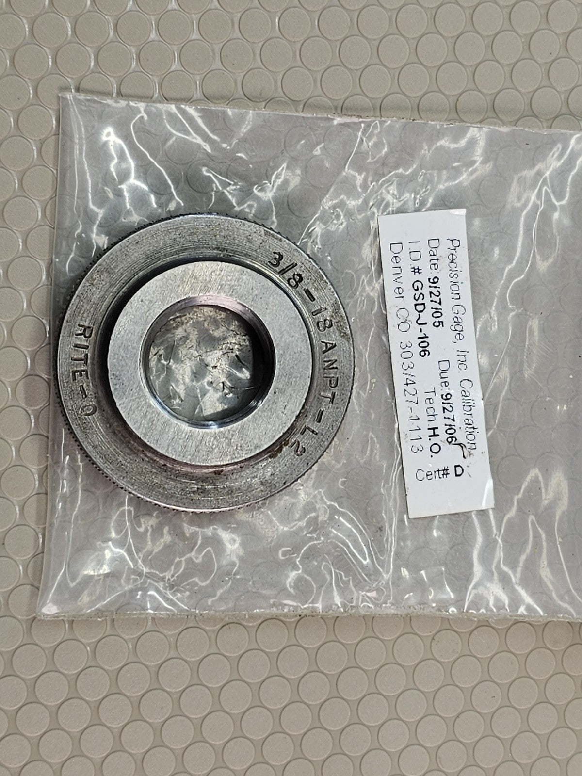 RITE-O 3/8-18 ANPT-L2 Pipe Thread Ring Gauge