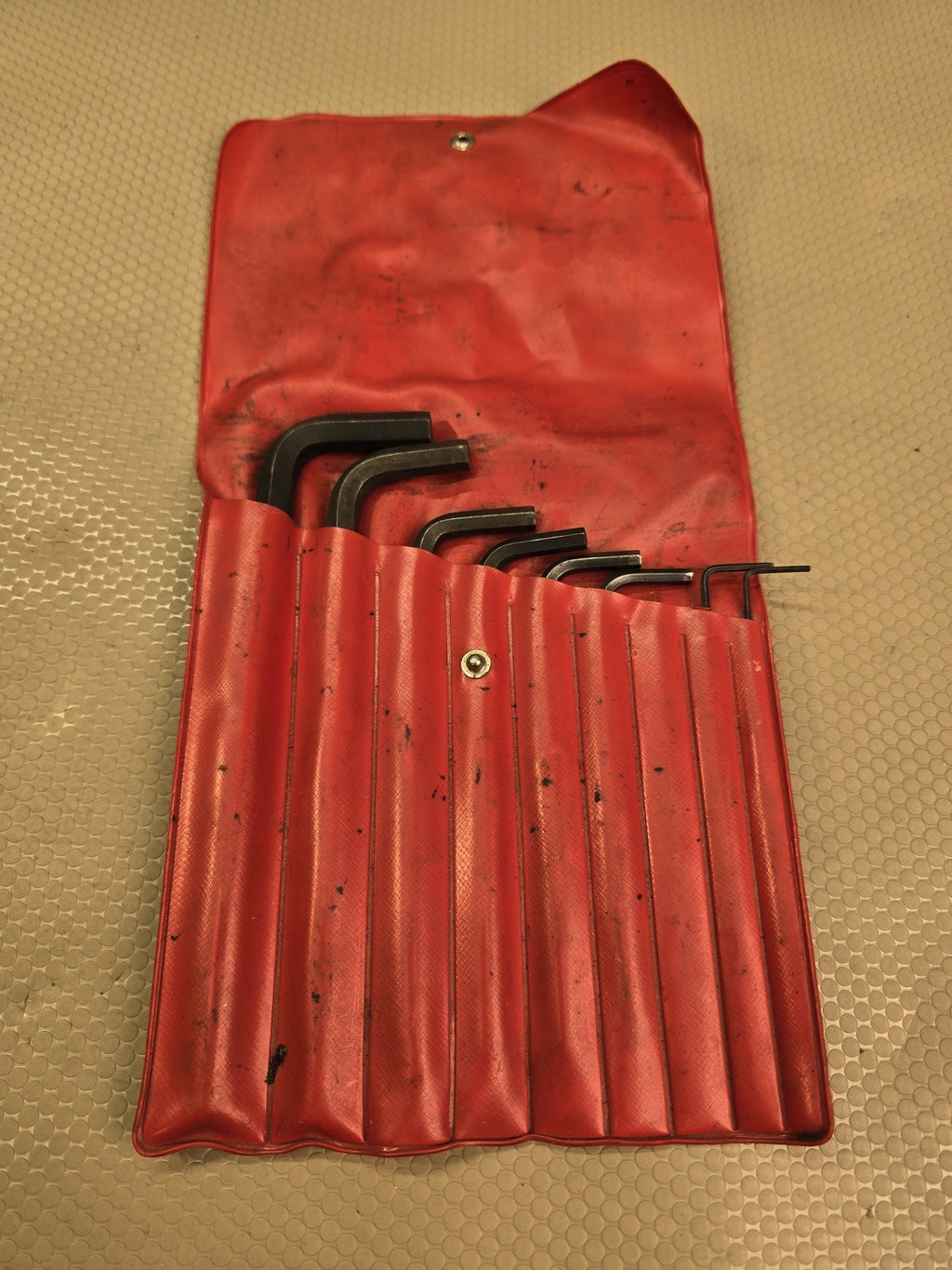MAC TOOLS No. KAWLL 9 Piece SAE Long Arm Hex Key Wrench Set in Red Pouch