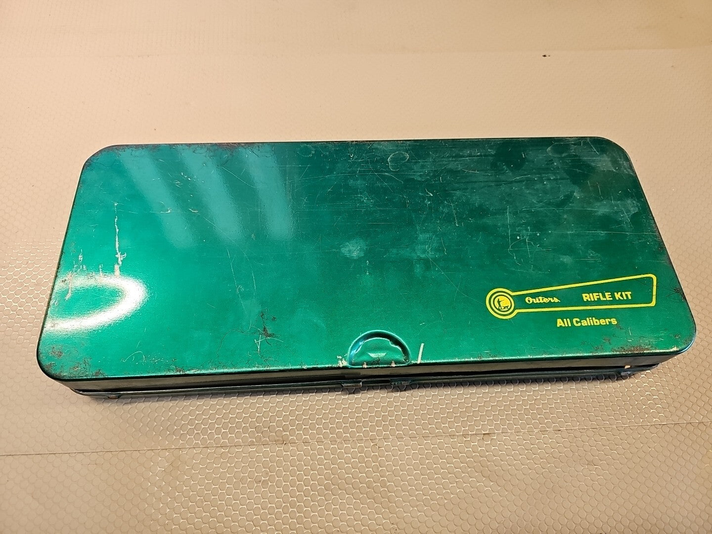 Vintage Outers Gunslick Rifle Kit Cleaning Green Metal Case *Rare*