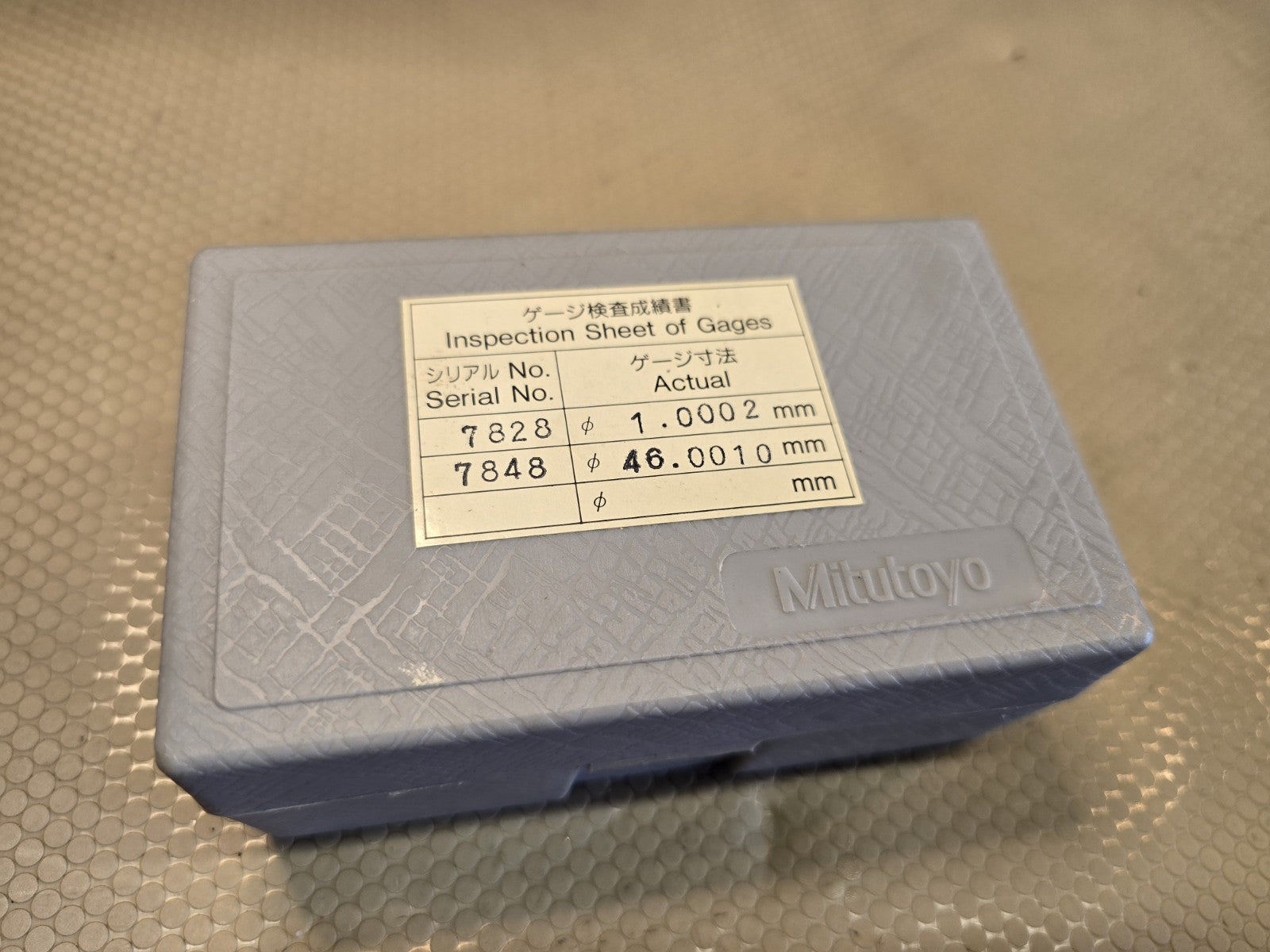 Mitutoyo Inspection Sheet Gage In case 544-113 BM120181 7828 7848 