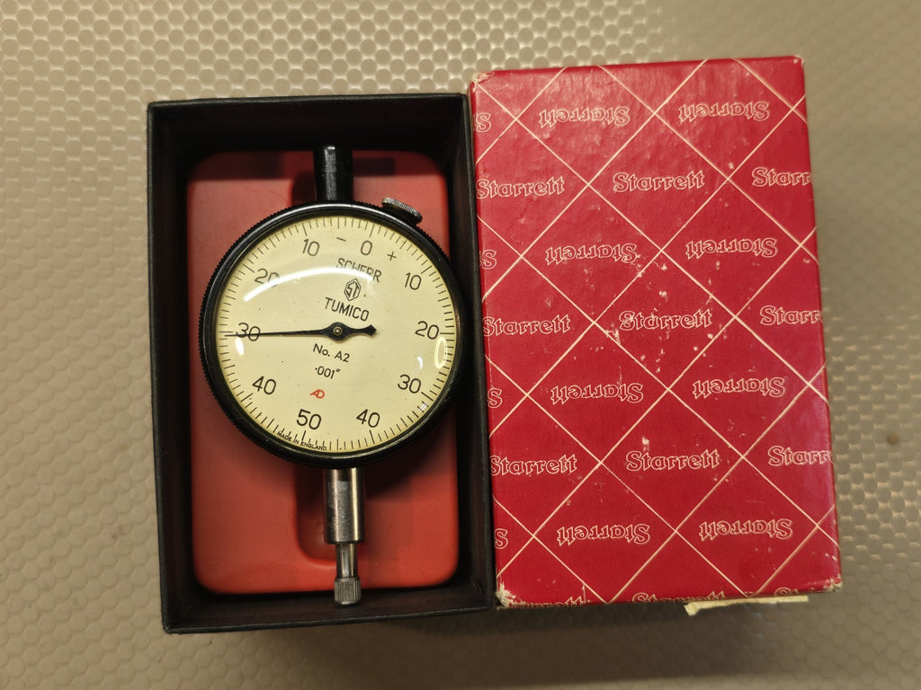 SCHERR TUMICO = DIAL INDICATOR Vintage *Nice* with Starrett Box No. A2