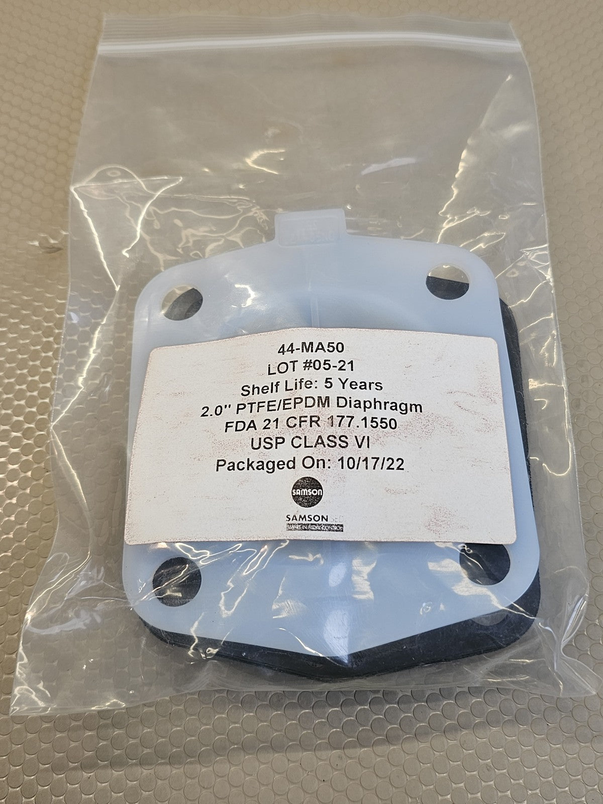 Samson 44-MA50 Diaphragm 2.0" PTFE/EPDM FDA 21 CFR 177.1550 USP Class VI New