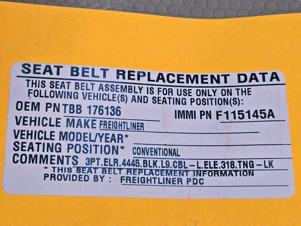 Thomas Built 176136 Seat Belt Assembly Saf-T-Liner C2 Freightliner IMMI F115145A