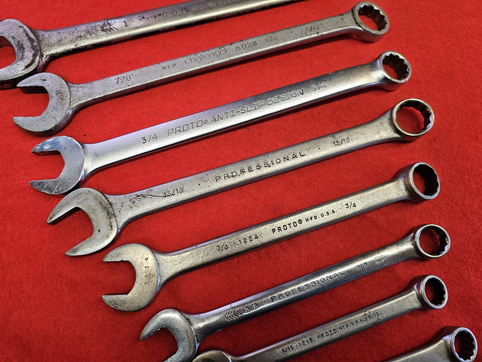 PROTO PROFESSIONAL S 9 PIECE SAE COMBINATION WRENCH SET USA 3/8" to 1"