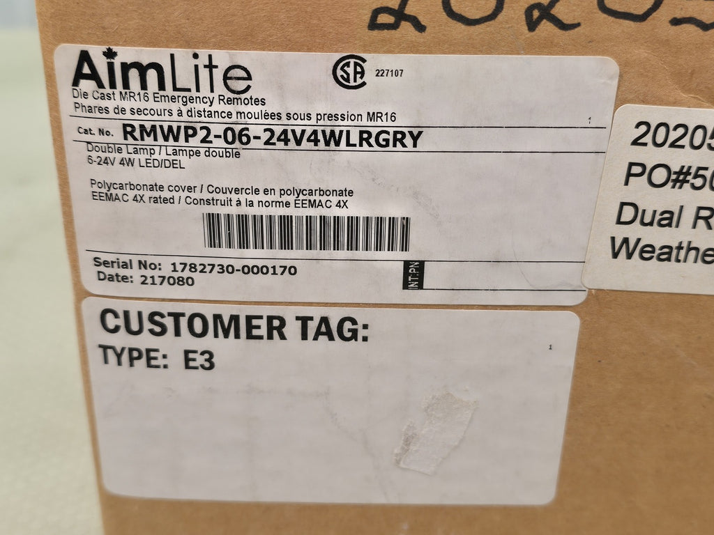 AimLite RMWP2-06-24V4WLRGRY Dual LED Emergency Remote Light 6-24V 4W EEMAC 4X Gr