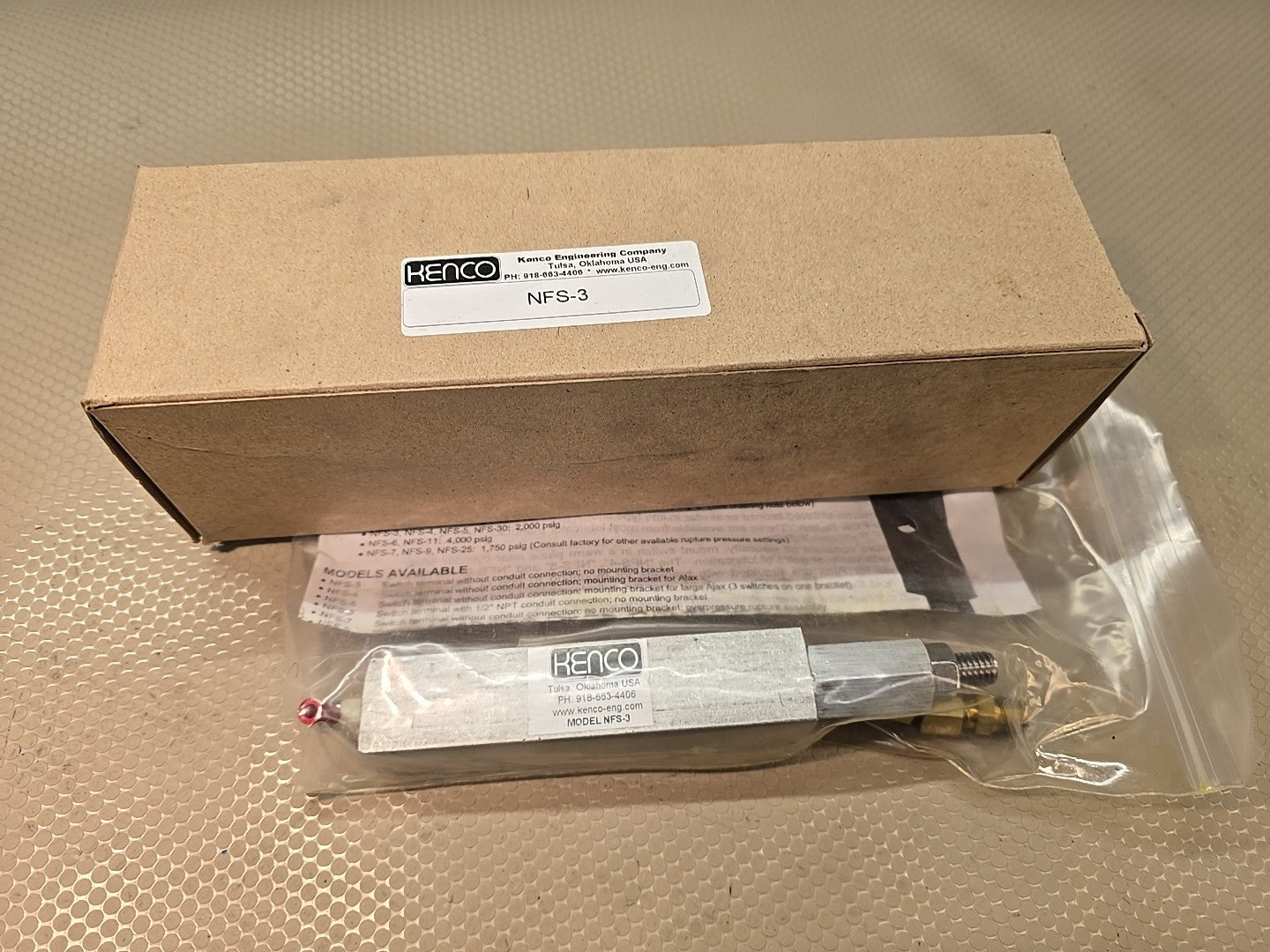 KENCO NFS-3 No Flow Safety Switch For Engine Lubrication Failure Protection
