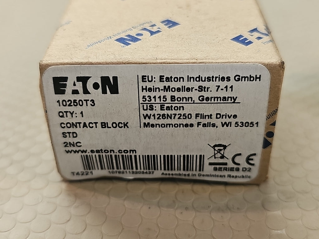 EATON CUTLER HAMMER 10250T3E 2 NC Logic Contact Block For Pushbutton