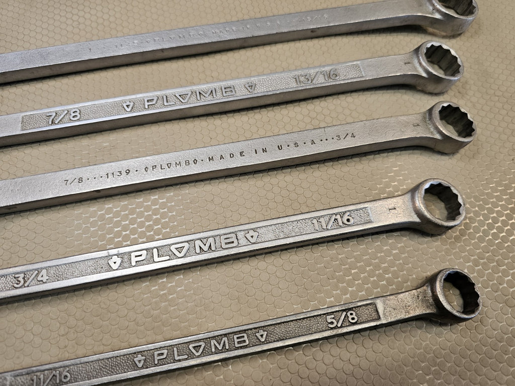 Plomb PLVMB Pebble Finish Double Box SAE Wrench Set  - Vintage LARGE Sizes 1+