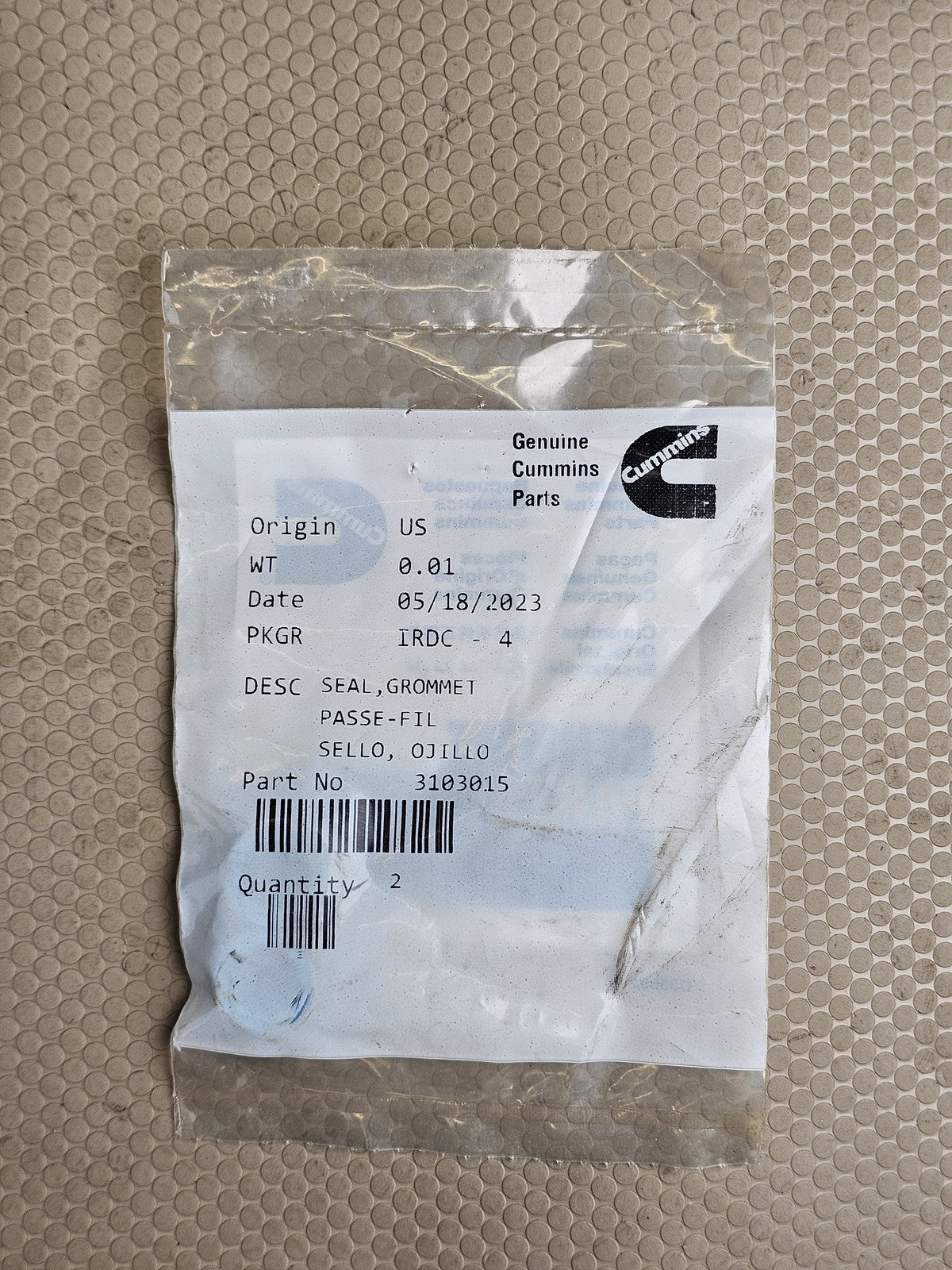 Genuine Cummins 3103015 Seal Grommet for Air Fuel Tube Hose New