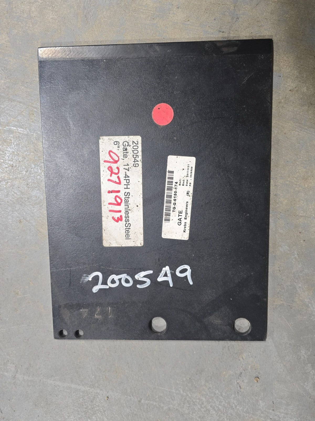 Krebs Engineers TG-G-6150-174 6" 17-4PH SS Fluorocarbon Gate Knife Valve