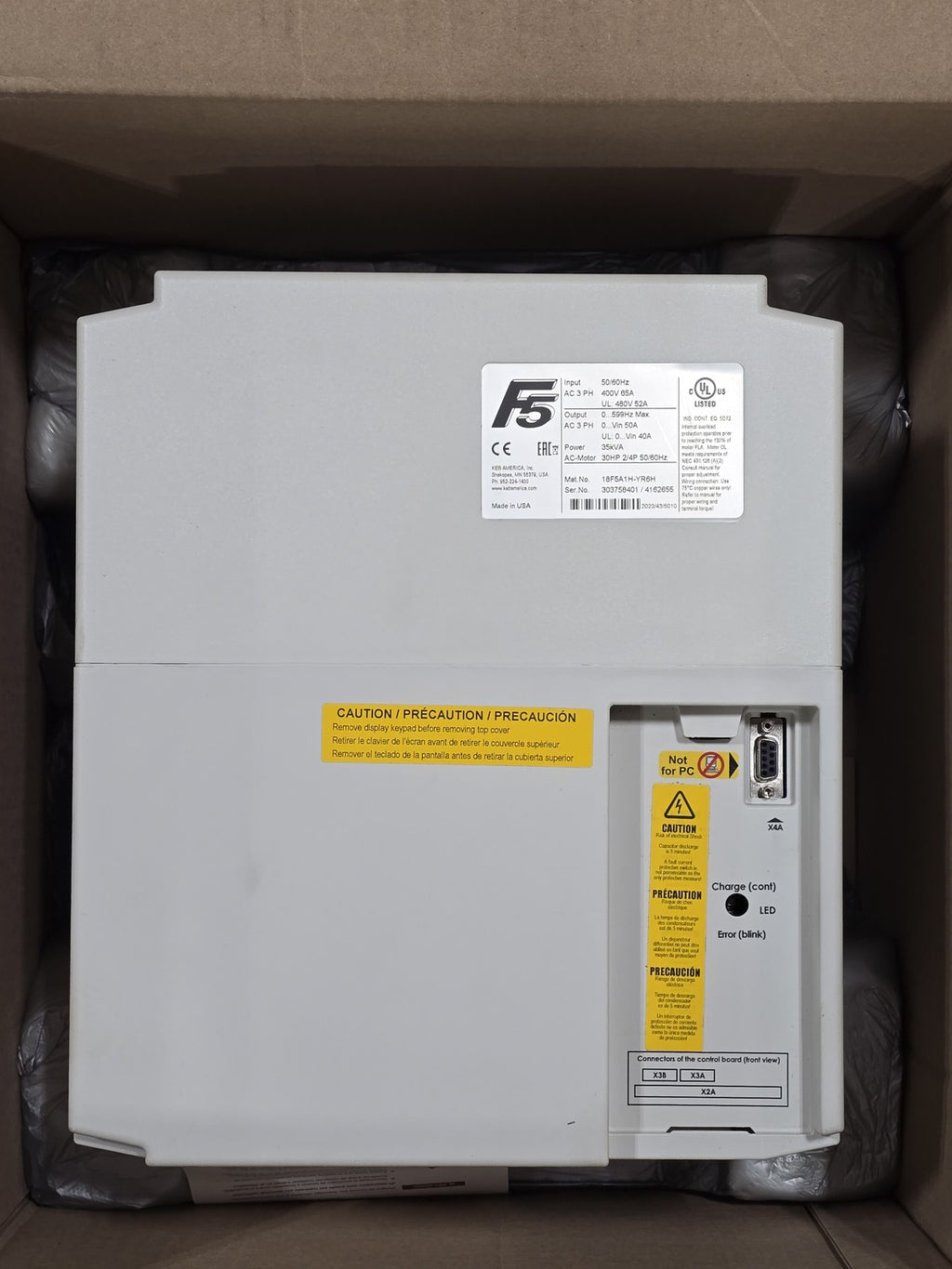 NEW KEB 18F5A1H-YR6H F5 VFD AC Motor Drive Inverter 30HP 480V 3-Phase New