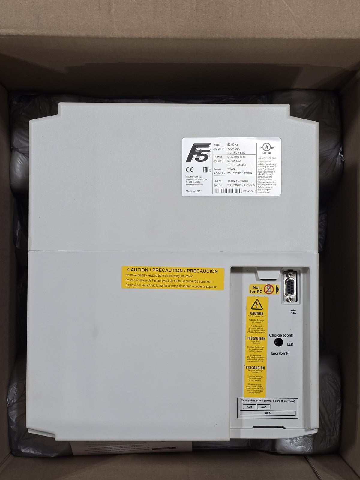 NEW KEB 18F5A1H-YR6H F5 VFD AC Motor Drive Inverter 30HP 480V 3-Phase New