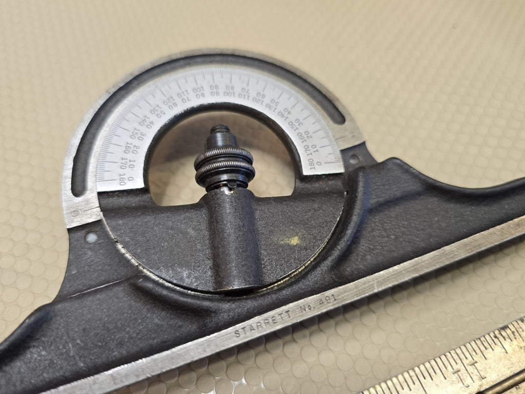 Starrett Combination Square w/No. 491 Protractor/Center Head/No. 4 12" Rule  263