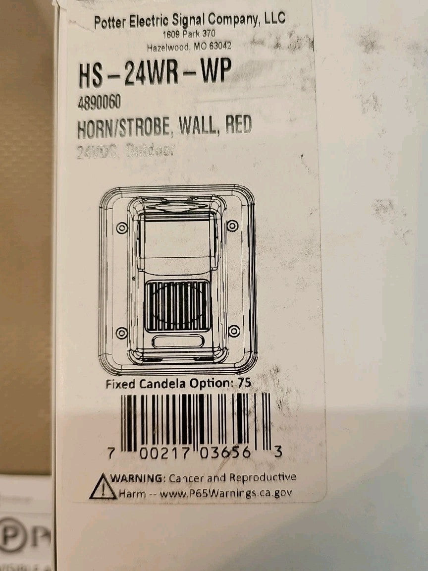 NEW Potter HS-24WR-WP Weatherproof Wall Mount Horn Strobe 