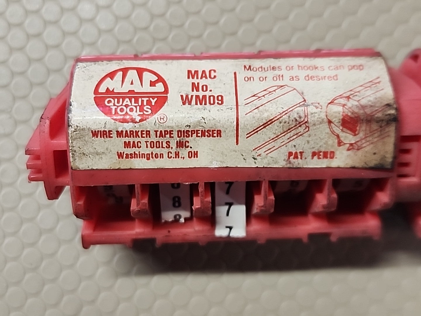 Mac Tools WM09 Wire Marker Tape Dispenser