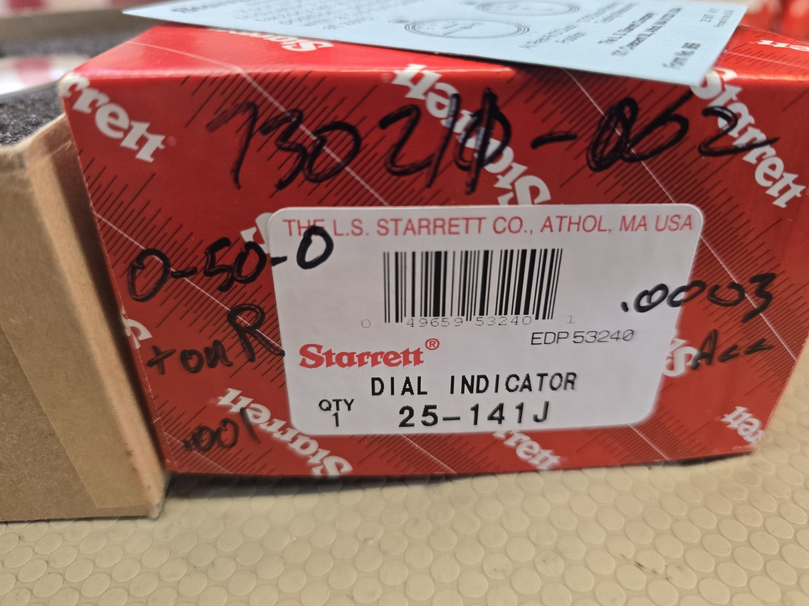 Starrett 25-141J Dial Indicator 0-.250" Range, 0-50-0 .001" NEW with Box