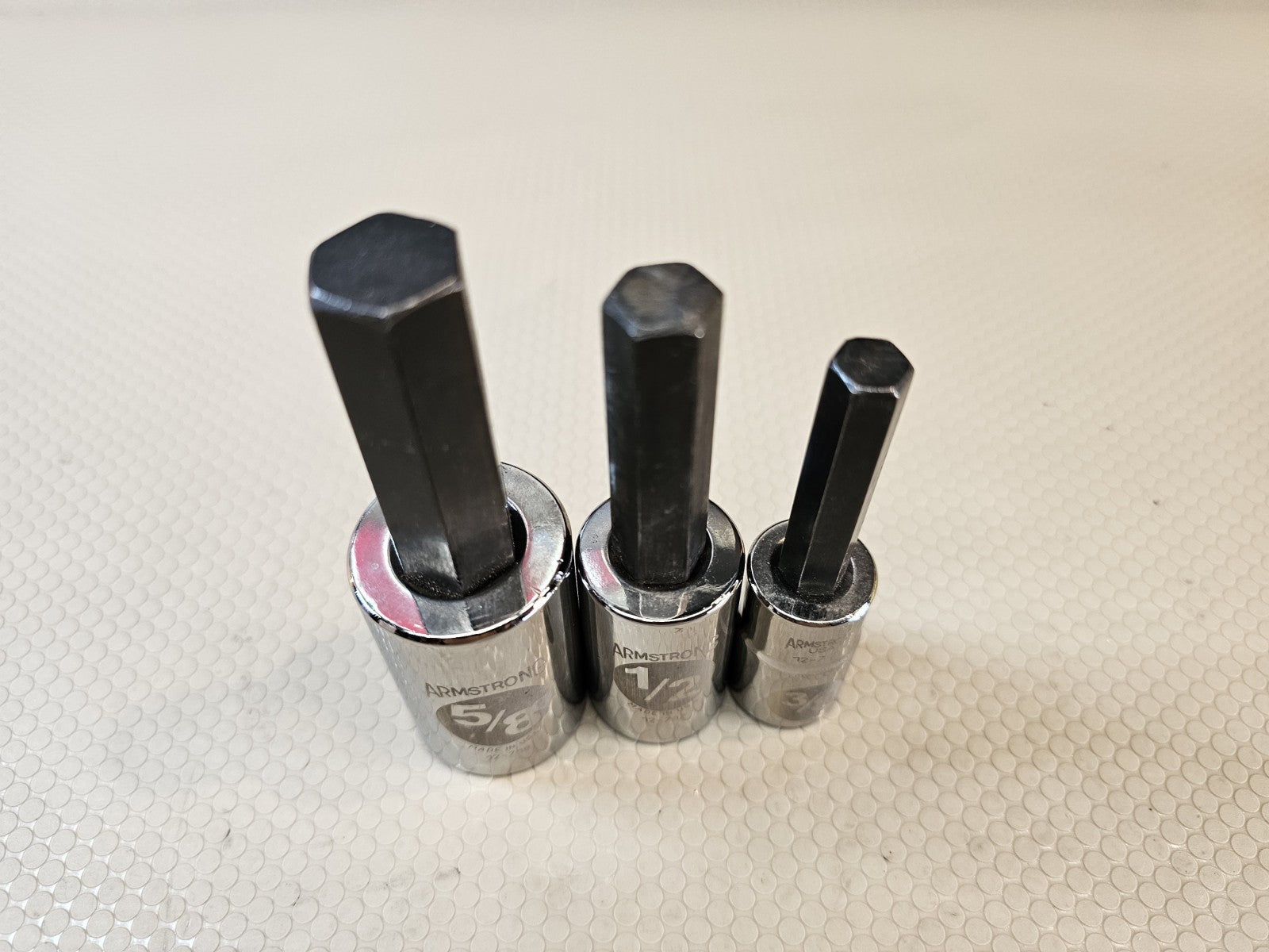 USA Armstrong 3 pc SAE 1/2" Drive Chrome Hex Bit Socket Driver Set owned by Snap
