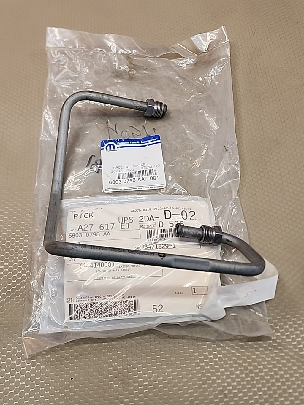 Genuine OEM Mopar Oil Cooler Tube 6803 0798 AA-001