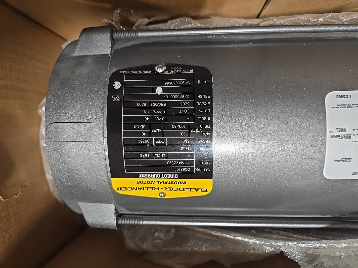 NEW Baldor Reliance CD5319 DC Motor 180V 1Hp 5A 1750 RPM 56C Frame 5/8" Shaft