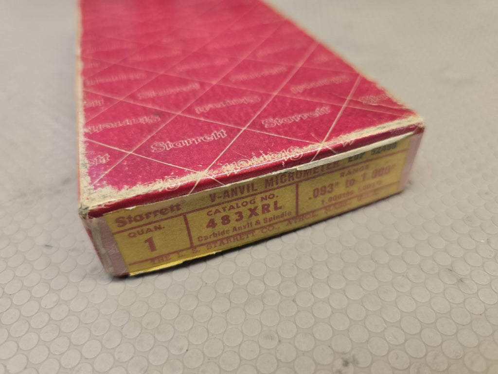 Starrett T483XRL-1 V-Anvil Micrometer .093-1" Range Ratchet Thimble Carbide V28